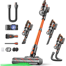 Бездротовий пилосос Fieety з акумулятором, 600W, 50kPa, 65 хв роботи, станція для зарядки на стіні, ароматерапія, автоматичний режим, сенсорний екран, висувний шланг 1 м для твердих поверхонь, килимів, шерсті тварин, автомобіля