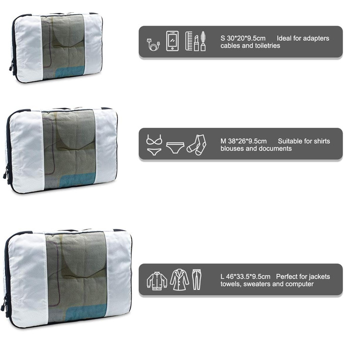 Набір органайзерів для одягу в подорож Netspower, 6 шт, сітчасті сумки для валізи, рюкзака та взуття, зелені