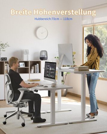 Електричний регульований стіл YIHAYO 140x60 см з пам'яттю, білий, для дому та офісу