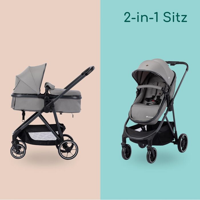 Дитяча коляска Bebeconfort Breeze Trio 3-в-1, 0-4 роки, до 22 кг, i-Size, компактна, сірий камінь