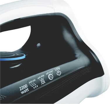 Праска з парою Silva-Homeline DB 2201: антикапля, антинакип, самоочищення, 2200 Вт, темно-сірий/білий/блакитний