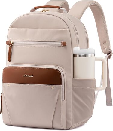 LOVEVOOK Рюкзак для ноутбука, водонепроникний, для роботи, школи, подорожей (15,6 дюймів, абрикосовий+коричневий)