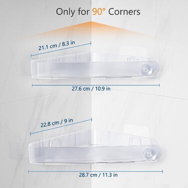 Поличка для душу Sotfamily без свердління (90°), кутова, з клеєм, з нержавіючого пластику, для шампуню, 4 шт., кристалічний дизайн