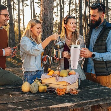 Термокружка-пляшка 1200 мл з трубочкою та антиковзним ручним захопленням, витіканнями запобігає, BPA Free, подвійні стінки, ізоляція для авто, офісу, відпочинку (пастельно-рожевий) біло-рожевий