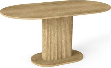 Обідній стіл WAFTING овальної форми, сучасний дизайн, для 4-6 осіб, 160x90x75 см, шпон дуба