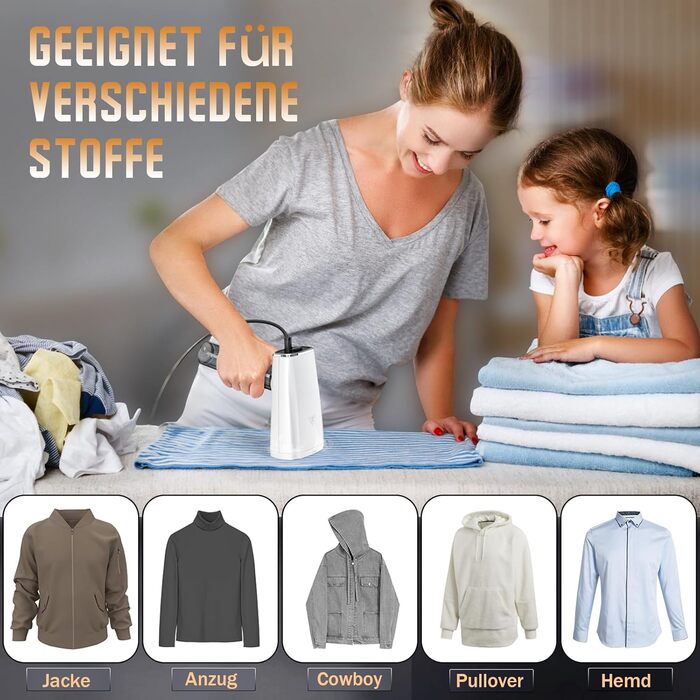 Парфукат Raelunyi 1300W: портативний відпарювач для одягу, для дому, подорожей та офісу (білий)