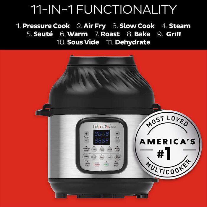 Instant Pot Duo Crisp 5.7L – мультикухня 11-в-1: мультиварка, фритюрниця, скороварка, пароварка, гриль, су-від