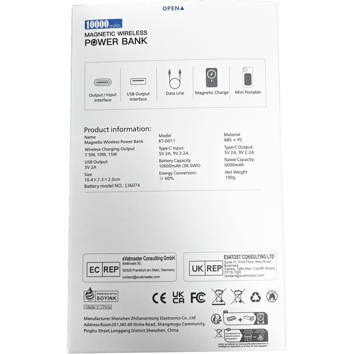 Вт бездротовий з LED дисплеєм для iPhone 15/14/13/12 (білий), 10000mAh, 22,5