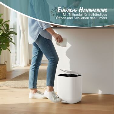 Відро для сміття Relaxdays 5 л з м'яким закриттям