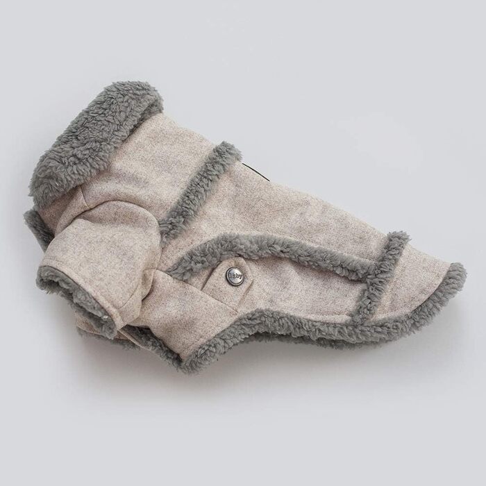 Одяг для маленьких собак на осінь і зиму, жилет з прохолодною тканини в британському стилі, зручна куртка, пальто з хутряним коміром, для маленьких собак розміром з сідло (S, Brown)