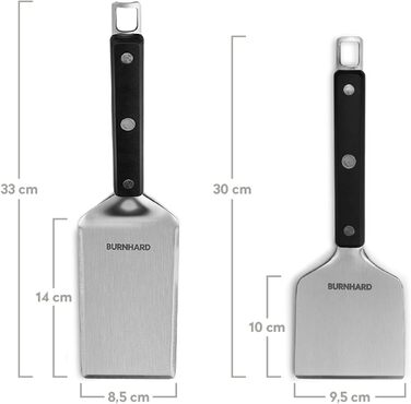 Набір гриль-посуду BURNHARD 5 предметів, 42 см, акацієве дерево, нержавіюча сталь. Комплектація: щипці, лопатка, виделка, щітка, знімач нагару.