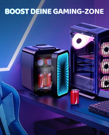 Міні-холодильник LIGIANT MF01C на 4л з підсвіткою (7 режимів), функція охолодження та підігріву, AC/DC, для авто, офісу та геймерської кімнати, чорний