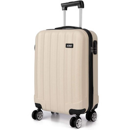 KONO Легкий ручний багаж, 55 x 35 x 20 см, жорсткий корпус, ABS, 4 колеса, бежевий колір