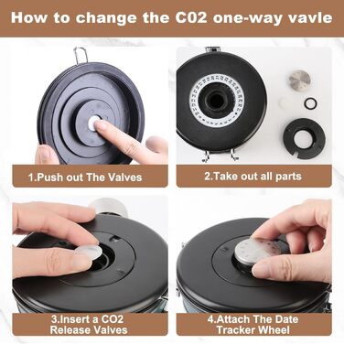 Герметична кавова банка з нержавіючої сталі, контейнер для кави з вакуумною герметизацією, 1,8L (сірий, коричневий)