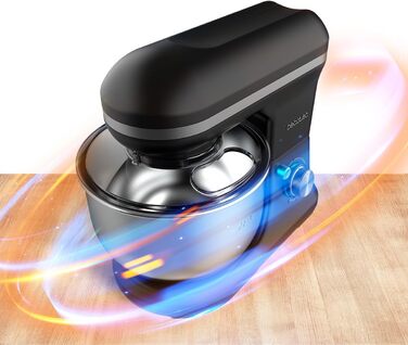 Міксер Cecotec Cecomixer Merengue 5L з потужністю 1200 Вт, 6 швидкостей, чорний, з нержавіючою чашею 5л та набором для збивання та замішування