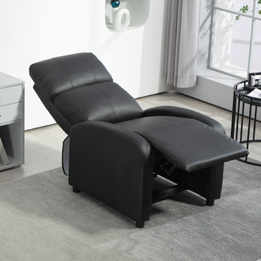 Крісло під телевізор HOMCOM Recliner з функцією відкидання, імітація шкіри чорного кольору, зручне крісло для вітальні та відпочинку