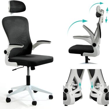 Офісне крісло Sesto Senso чорного кольору, ергономічне з підтримкою попереку та відкидними підлокітниками, крісло для керівника, регульована підголовник, чорний