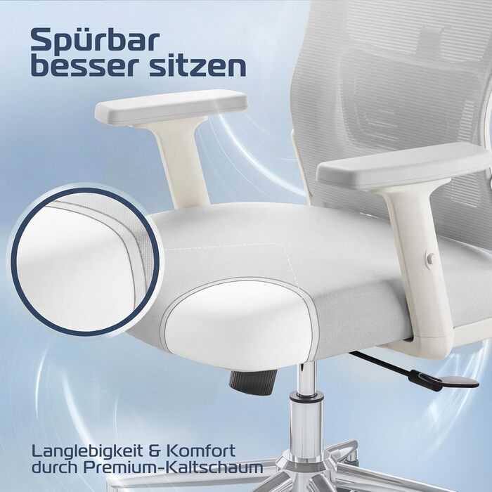 Ергономічне крісло BrightSeat для офісу та дому | Регульоване, 150 кг, кремовий колір