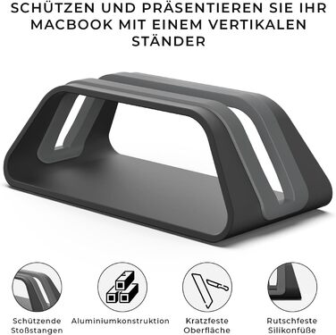 Вертикальна підставка для ноутбука Humancentric: сумісна з MacBook Pro та MacBook Air, чорний колір