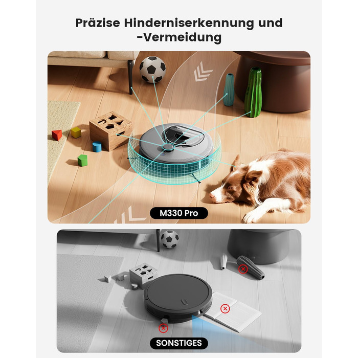Робот-пилосос LEFANT M330 Pro з функцією миття, 5000Pa, лазерна навігація, PSD-технологія, керування через додаток, 160 хв роботи, для тварин, килимів, твердих підлог, сірий