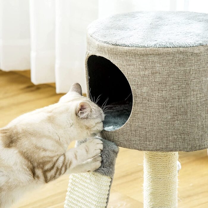 Котяче дерево Pawhut котяче дерево для лазіння по деревах для кішок Ящик для кішок з котячим м'ячем сірого кольору 30x30x50 см