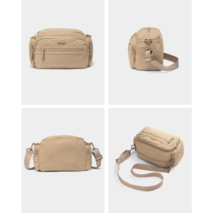 Сумка на плече LOVEVOOK для жінок, чорна сумка через плече середнього розміру з багатьма відділеннями, легка сумка-месенджер для подорожей, офісу, вечірки, відпочинку, бежева