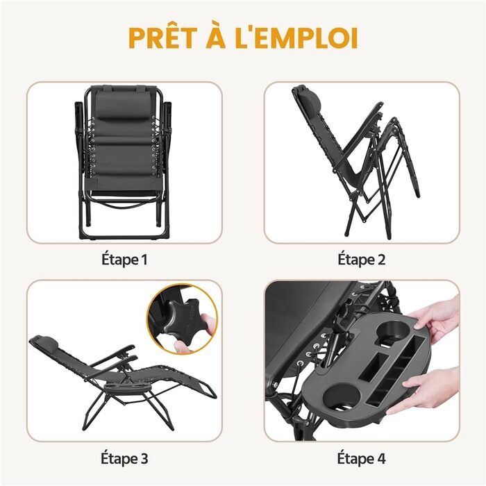 Розкішна садова лежанка Yaheetech з підголовником та тримачем для напоїв - розкладний лежак для відпочинку на вулиці