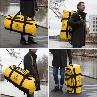 Водонепроникна дорожня сумка Friendly Swede Duffle Bag Рюкзак - 30 л / 60 л / 90 л - речовий мішок, речовий сухий мішок з функцією рюкзака - SANDHAMN жовтий, 90л