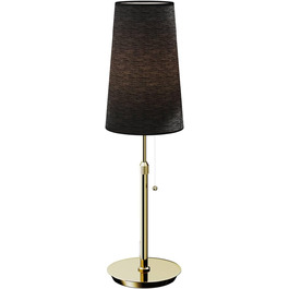 Настільна лампа Lucande 'Pordis (модерн) в золоті/латуні з металу для вітальні та їдальні (1 полум'я, E27) - текстильна настільна лампа, настільна лампа, приліжкова лампа, світильник для вітальні