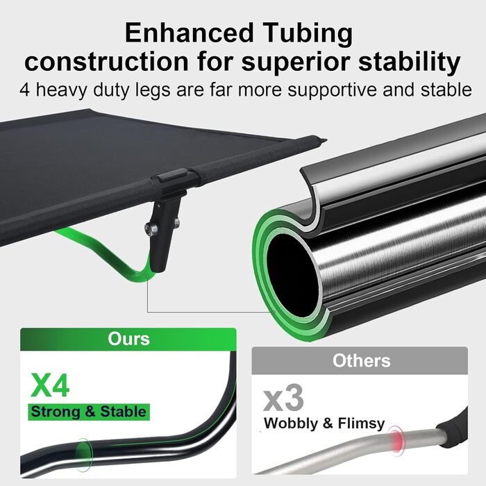 Польове ліжко для кемпінгу Ultraleicht, складане розкладне ліжко для відпочинку на природі та дому, максимальне навантаження 160 кг, чорне