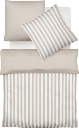 Двостороння постільна білизна fleuresse Precious Flannel Lech Stripes Almond 1 підковдра 135 х 200 см 1 наволочка 80 х 80 см