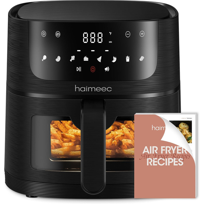 Фритюрниця повітряна 8-в-1 з вікном, без олії, 2.5л, 30-200°C, 78 рецептів, антипригарне покриття, 60db