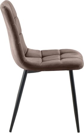 Набір обідніх стільців CLP Esszimmerstühle 4 шт. з велюру Asti, м'які кухонні стільці, стільці для обідньої кімнати з підлокотниками, витримують до 150 кг, колір: коричневий