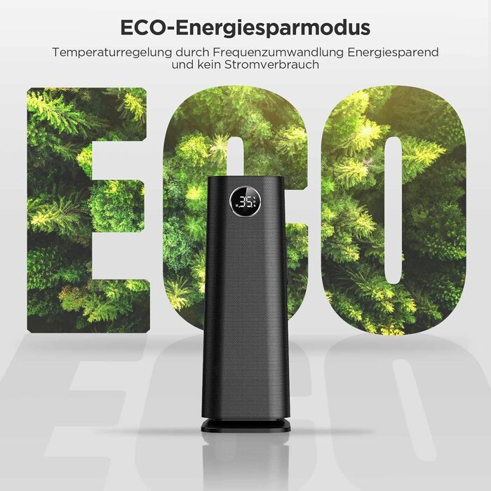 Електричний обігрівач EasyAcc® з пульт дистанційного керування - енергозберігаючий, тихий, 2000W, 24 години