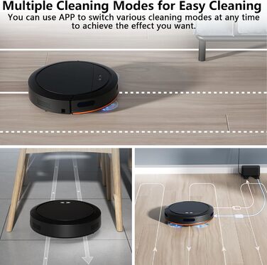 Робот-пилосос YEOOIYCW з функцією миття, 4000Pa, навігація, 150 хв роботи, керування через додаток, для шерсті тварин та килимів (білий)