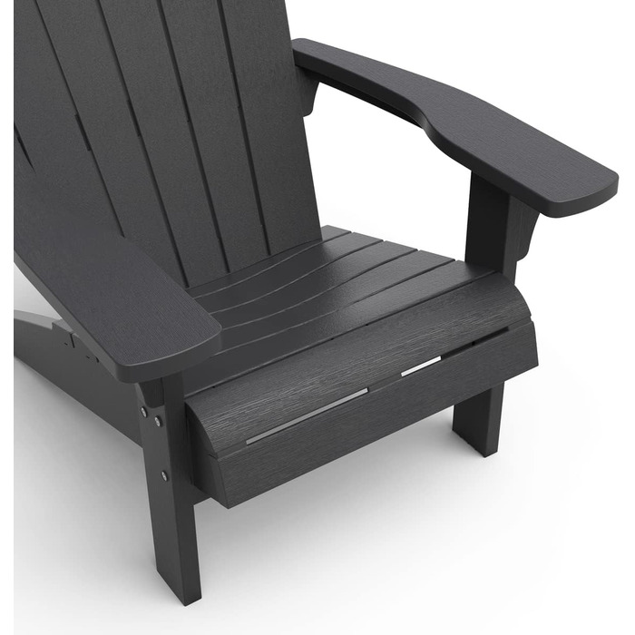 Стілець Keter Adirondack Allibert Troy пластиковий для саду і тераси, антрацит, 93x81x96.5 см, вуличний, стійкий до погодних умов