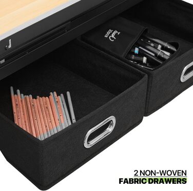 Набір мольбертів Magshion: регульований стіл для художника з нахиленою дерев'яною столешницею, ящиками та стільцем. Підходить для дому, офісу та школи (білий/чорний)