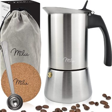 Індукційна Еспресо-плита Milu / 2, 4, 6 9 чашки / кавник мокко з нержавіючої сталі, кавник для еспресо, набір для приготування еспресо, включаючи набір для приготування еспресо