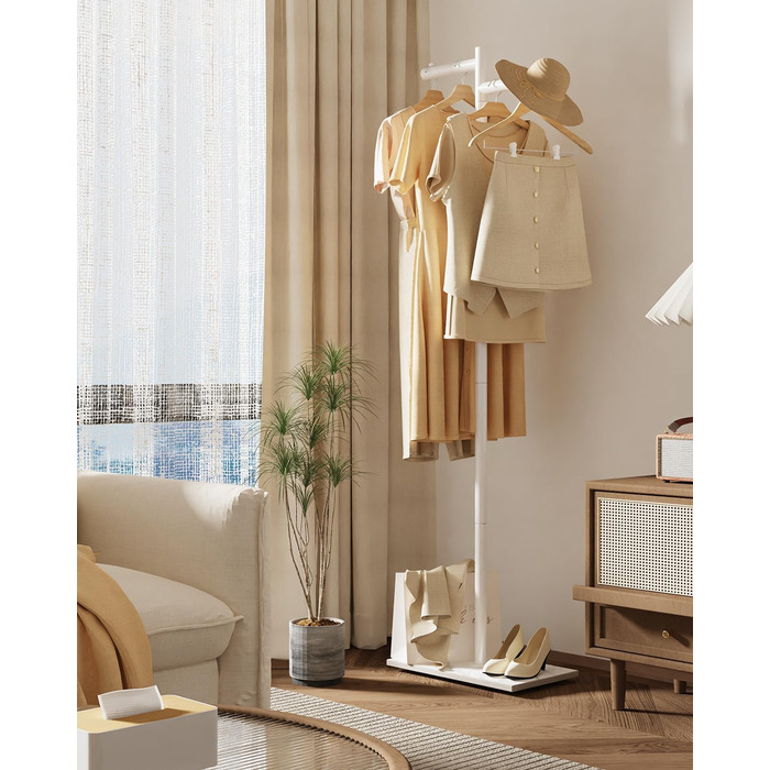 Підлогова вішалка для одягу Metall, стійка вішалка для курток, 175 см, білий колір, 39x26x175 см
