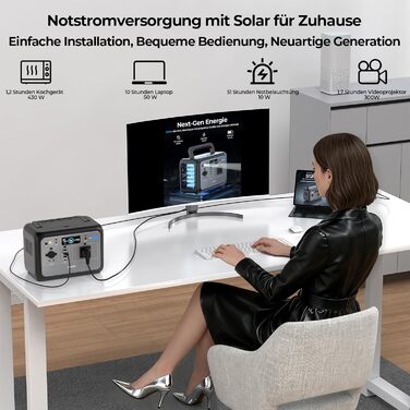 Портативна електростанція OUKITEL 800W з сонярним генератором, 512Wh LiFePO4 акумулятором, USB A/C виходи, 1600W пікова потужність, швидка зарядка, 6кг для кемпінгу, подорожей, відпочинку на природі (P800+200W)