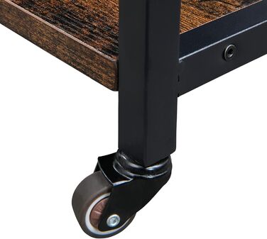 Двоярусний стіл для принтера Padma House з універсальними роликами 45 x 35 см, мобільний, з дерева та металу. Підставка для принтера, офісна візка для зберігання документів, сумісна з копіювальними машинами, сканерами, факсом. SZCJ-20401-BK (Rustikal Brau