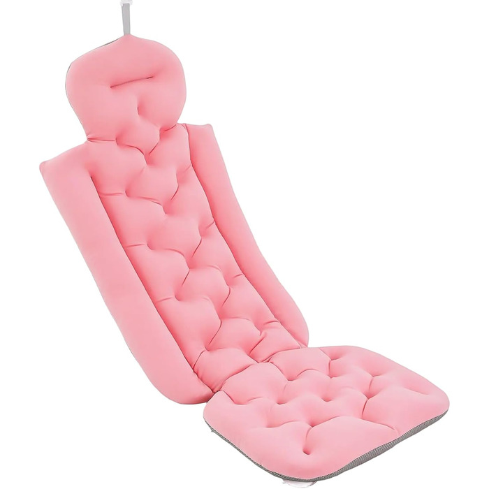 М'який килимок для ванни 113x40 см з подушкою для тіла, ергономічна підставка для голови, спини та шиї (синій/рожевий)