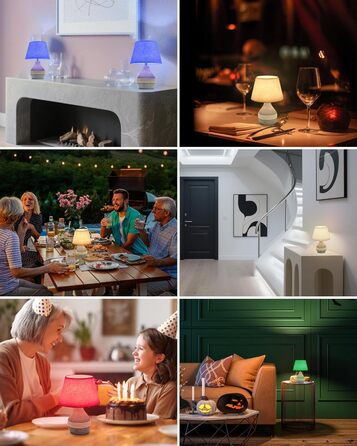 INTELIVE Бездротова керамічна настільна лампа з таймером, димером, лляним абажуром та пультом дистанційного керування. Акумуляторна, сучасний дизайн Mid Century.