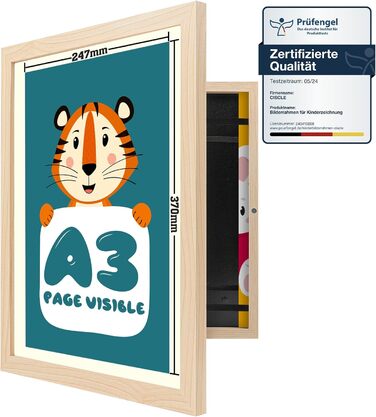 Дерев'яна рамка для дитячих малюнків Ciscle A3, для творчості, школи та дому