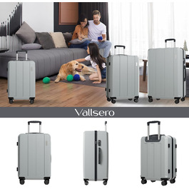 Набір валіз Vallsero 5шт, Gepäck Set, Trolleys, ABS, TSA-Schloss, рожеве золото, темно-сірий