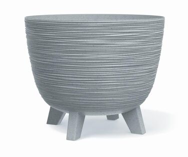 Квітчар BirnePower Furu Ø 39,5 см, антрацит: круглий горщик для квітів 26л з виглядом соснової хвої, пластиковий, стійкий до погодних умов, для дому та саду, сучасний дизайн (розмір 400), сірий 29 см