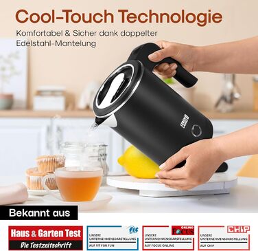 Чайник туристичний LEBENLANG Edelstahl 0.5 л, чорний - компактний, енергоефективний, без BPA