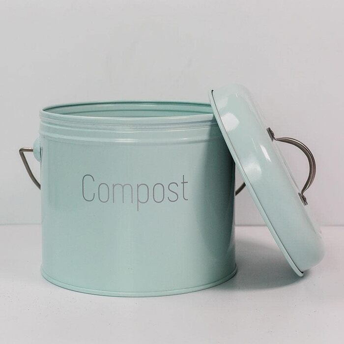 Літровий кухонний контейнер для компосту в приміщенні з ручкою для перенесення легко миється відро для компосту (зелений), 3-