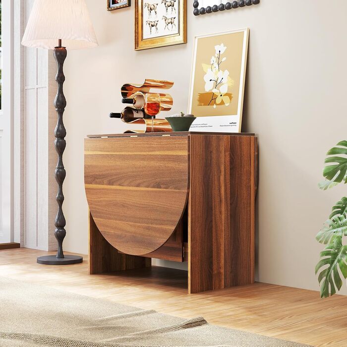 Розкладний обідній стіл GIANTEX для кухні та вітальні, дерев'яний, овальний, на 4-7 осіб, 163 x 80 x 75 см