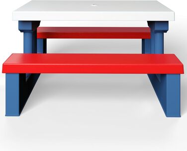 Дитячий комплект меблів для пікніка Spielwerk®: стіл, стільці та сонцезахисний парасольку. ABS пластик, водостійкий, рожевий, для саду та вулиці.